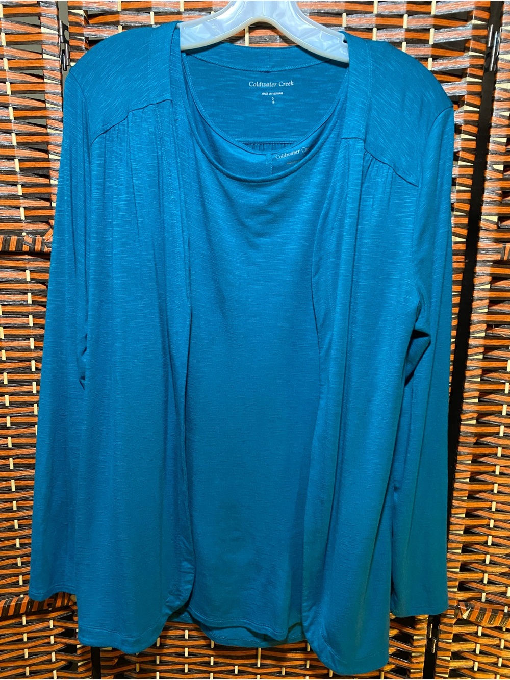 Coldwater Creek Blue Green Tank & Open Front Cover Up Set Size Small